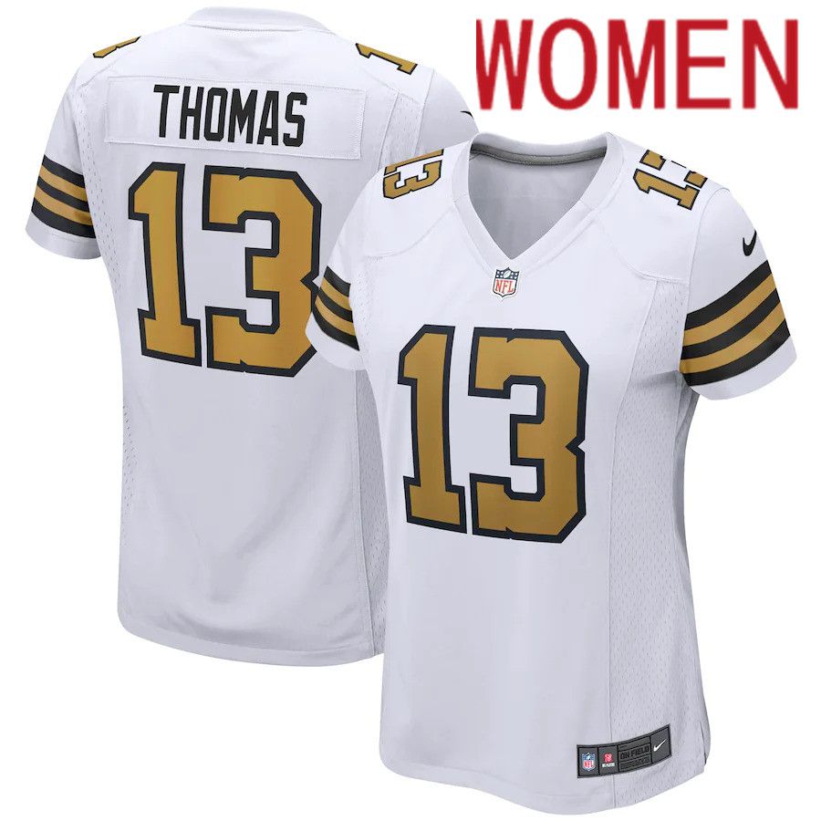 Women New Orleans Saints #13 Michael Thomas Nike White Alternate Game NFL Jersey->women nfl jersey->Women Jersey